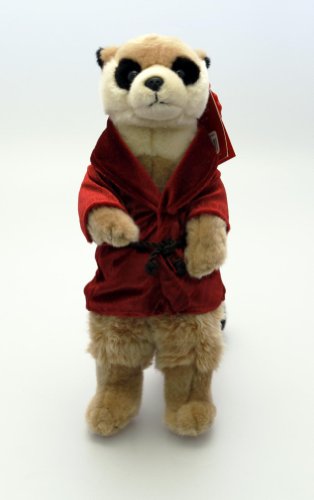 Meerkat Soft Toy in Red Bath Robe - 34cm Plush by Keel Toys