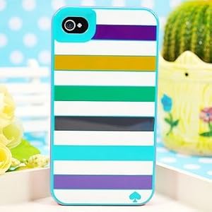 Kate Spade iPhone 4 Case Contour Design Cover (Blue Horizontal Stripe)