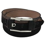 Black Kale Wensen Imprinted Wide Belt with Color Stitches