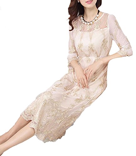 (ディーコッテ)D'Kotte レディース 春 夏 ワンピース ドレス ロング マキシ レース ７分丈 エレガント neaa250