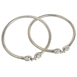 Silver Jewelry Anklets Bracelets Pair Dia. 3.1 Inches