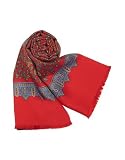 Forzieri Red & Blue Paisley Print Reversible Wool-Silk Men's Scarf