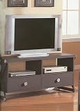Contemporary Style Matte Black Finish Metal TV Stand w/ Drawers