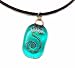 New! Green Dichroic Fused Glass Pendant- Copper Spiral Motif - 18 inch cord