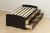 Prepac Sonoma Black Tall Twin/Mates Platform Storage Bed (6-drawers)