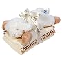 Cloud b Baby Sleep Sheep with Rattle and 3 Spill Cloths - Natural