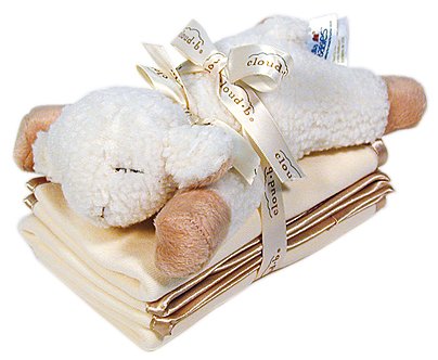 Cloud b Baby Sleep Sheep with Rattle and 3 Spill Cloth - Natural