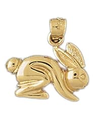 Dazzlers Solid 14k Gold Rabbit Charm Pendant Available in three colors from jewelsberry (weights: 1.6 grams only)