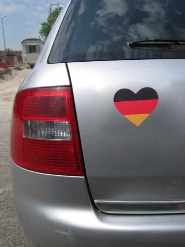 Deutschland Fahne/Flagge Herz (ca. 16 cm x 10 cm), EM 2012, Auto Folie, Motorrad, PKW, Autoaufkleber versandkostenfrei