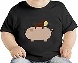Baby Monkey Riding Pig オーガニックベビーTシャツ 12 - 18 Months