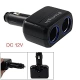DC 12V Rotating Car Cigarette Lighter 2 Socket Splitter