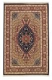 6'0 x 9'6 Capel Severn Manor Crown Tabriz - 500 Red-Navy Rectangular