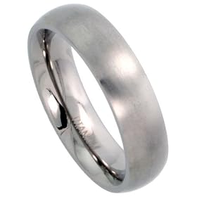 Titanium 5 mm (3/16 in.) Comfort Fit Plain Dome Wedding Band / Thumb Ring (Available in Sizes 5 to12): Jewelry
