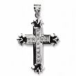 STERLING SILVER MEN'S PENDANT W/CZ 80mm - Cross
