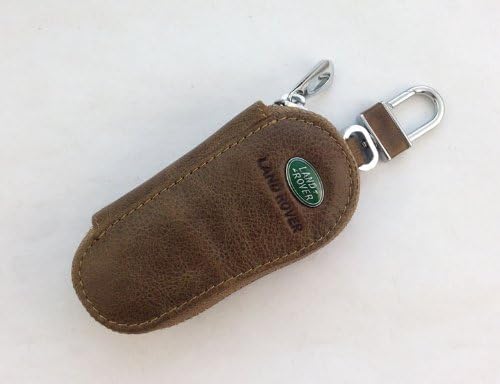 1 X Brown Oil Waxed Leather Landrover LOGO Auto Key Case Bag KeyChain