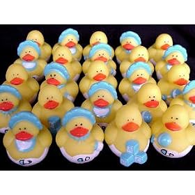 Two Dozen (24) Blue BOY Rubber Ducky Duck Baby Shower Birthday Party Favors by item_name