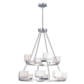 Maxim Lighting 23007WISN Progetto 12 Light Two Tier Chandelier in Satin Nickel with White... by Maxim Lighting