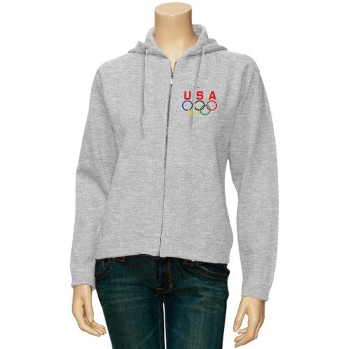 Nike 2010 Winter Olympics Team USA Ladies Ash Basic 5 Rings Full Zip Hoody Sweatshirt