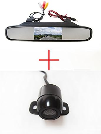 Auto Car Vehicle Reverse View &amp; Rearview Backup Camera, Distance Guide Line Display, Waterproof, Night Vision, Parking Assistance, Universal Mount (Rear Vehicle Mounting) with 4.3" Screen Car Vehicle Rear View Mirror Monitor for Dvd/vcr/car Reverse Camera