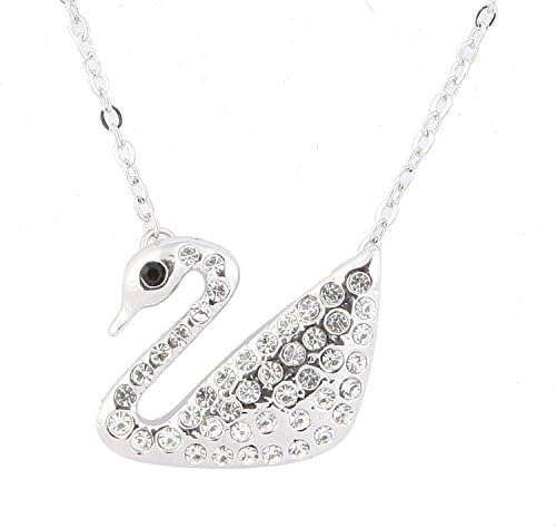 Niceness Jewelry Dazzling Fine Swan 18K Platinum Plated Genuine 925 Sterling Silver Cubic Zirconia Crystal Pendant Necklace