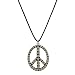 Satin Cord Peace Pendant Choker - Black