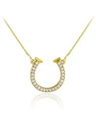 14k Gold Diamond Good Luck Horseshoe Necklace