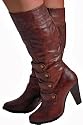 EyeCatchShoes - Womens Military Style Studded Faux Leather Fashion Calf Boots
