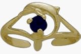 10K Yellow Gold Created Sapphire Dolphin Toe Ring
