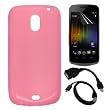 Premium LCD Clear Screen Protector + Pink TPU Gel Case Cover + Micro USB OTG Cable + USB Data Cable for Samsung Galaxy Nexus I9250