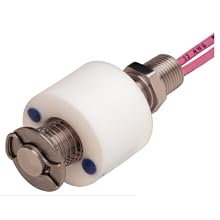 Gems Sensors 27980 PTFE Float Single Point Rugged Compact Alloy Level Switch with 316 Stainless Steel Stem and Mounting, 1" Diameter, 1/8" NPT Male, 3/4" Actuation Level, Normally Closed