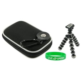 Hard Nylon (Black) Case and Premium Tripod for Flip Mino Camcorder Spring Garden