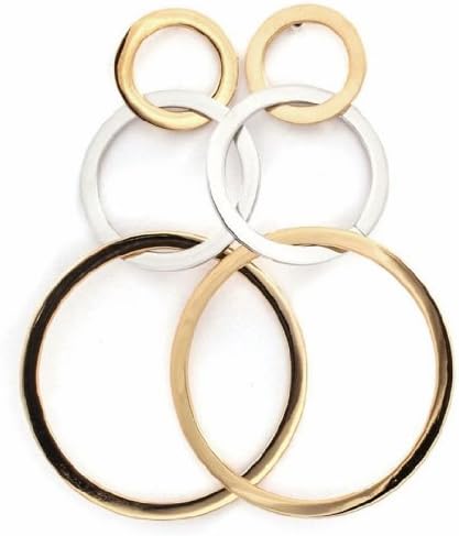 Multi Hoop Earrings C02 Gold Silver Tones Posts 3 inch Dangle Evening Casual