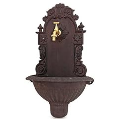 Waschbecken "Tivoli" Wandbrunnen Metall Gu�eisenoptik schwarz/ gr�n antikisiert H 61 cm