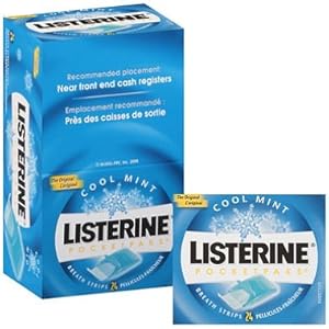 Listerine Pocket Paks Oral Care Strips, Kills Germs for Fresh Breath - 12 Packs (24 strips per pack)