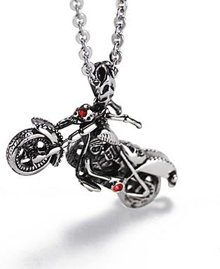 BST Men Titanium teel Necklace Red Eye kull Motorcycle Pendant with O chain 19"