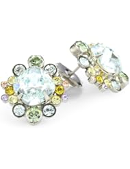 Sorrelli "Running Water" Classic Crystal Button Silver-Tone Earrings