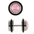 Stainless Steel Fake Plug with Pink CZ - 16g Wire - 0g Fake Plug - Sold as a Pair Stainless Steel Fake Plug with Pink CZ - 16g Wire - 0g Fake Plug - Sold as a Pair