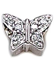 Zable(tm) Sterling Silver C.Z. Butterfly, Pointy Bead / Charm
