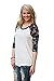 MIXMAX Women Contrast Color Floral Print 3/4 Sleeve Raglan T Shirt Tops