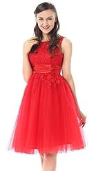 Polyester Bateau Neck Empire   Waistline Mesh Applique Lace-Up 2015 Prom Dress 