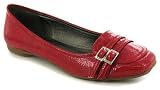 Ever So Soft "Monet" Ladies Patent Buckle Style Casual Flat Shoes - Red