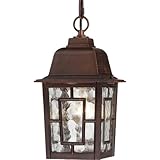 Nuvo Lighting 60/4932 Banyon One Light Hanging Lantern 100 Watt A19 Max. Clear Water Glass Rustic Bronze Outdoor Fixture