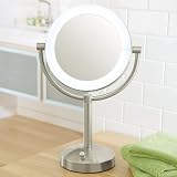 10X 1X Natural-Light Tabletop Makeup Mirror by Brookstone