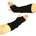 Cotton Slouch Arm Warmer Fingerless Long Gloves Black