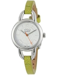 ESQ Movado Womens 07101449 Status Stainless Steel Case Green Leather Strap White Dial Watch