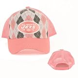 New York Jets Pink Argyle Mesh Back / Trucker Style Adjustable Baseball Hat