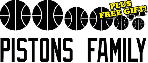 Pistons Basketball Family Vinyl Wall / Car Decal Stickers + with Free Polka Dot Sticky Notepad