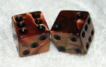 Rare Vintage Copper Metalic Colored French Bakelite Swirled Dice Pair