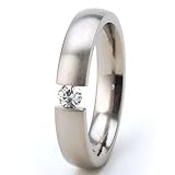 New 4mm Titanium Tension Set Ring, Natural White Sapphire Gemstone, Free Sizing 4.5-11