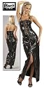 Long Black PVC Pinstripe Dress